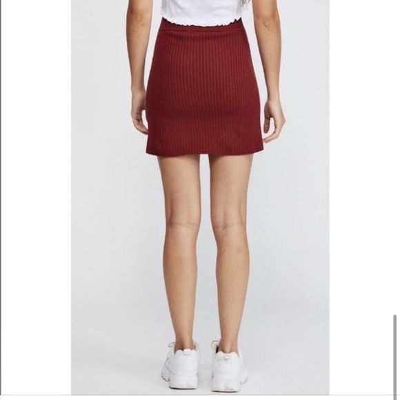 Free People Burgundy Faux Wrap Mini Skirt - Picture 3 of 6